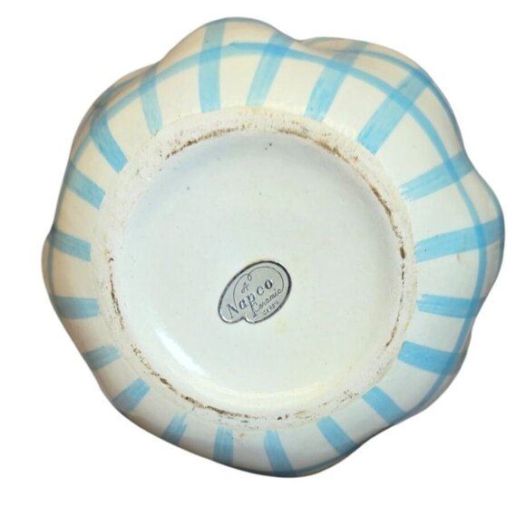 VTG Napco Pastel Plaid Blue and yellow Planter Baby shower planter Ceramic Baske - Picture 5 of 10
